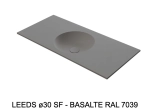 Plan vasque lavabo circulaire ⦰ 30 cm sur mesure Largeur 50 à 201 x P 40 à 51 cm Finition lisse 10 couleurs au choix, Anti bactérien Résine Akrytan® dans la masse Livraison Offerte.